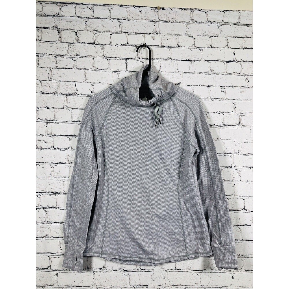 Kyodan Women Cowl Neck Pullover Herringbone Activewear Grey Size M